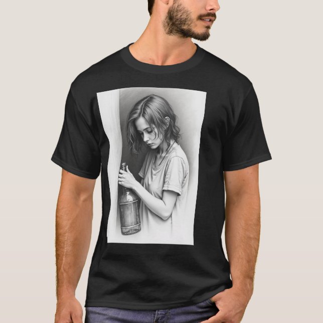 Camiseta Oscura Básica."Botella vacía, Adventura e (Anverso)