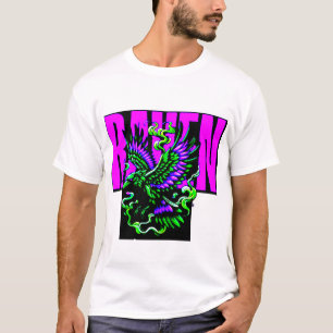 Camiseta oscura básica con diseño digital colorido