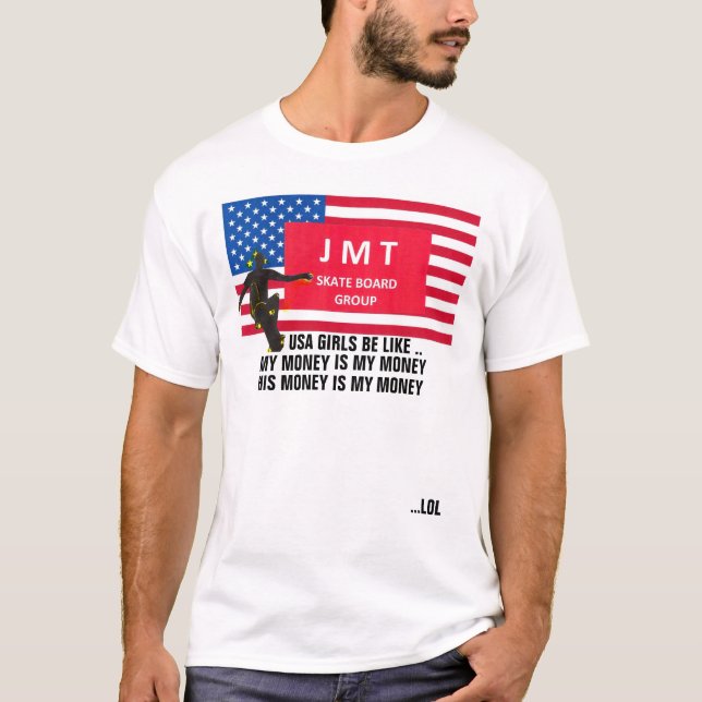Camiseta oscura básica de chicas estadounidenses (Anverso)