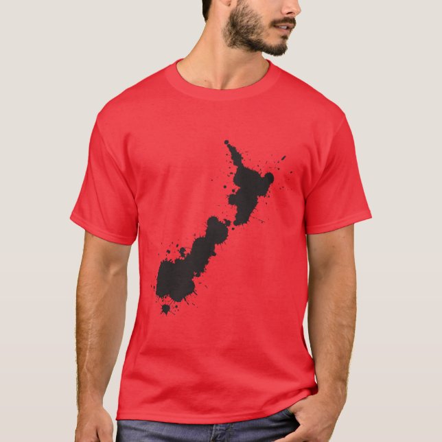 Camiseta oscura básica de la salpicadura NZ (Anverso)