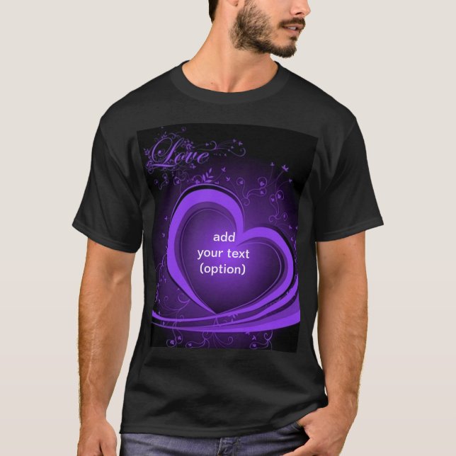 Camiseta oscura básica del corazón abstracto (Anverso)