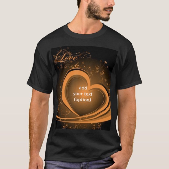 Camiseta oscura básica del corazón abstracto del (Anverso)
