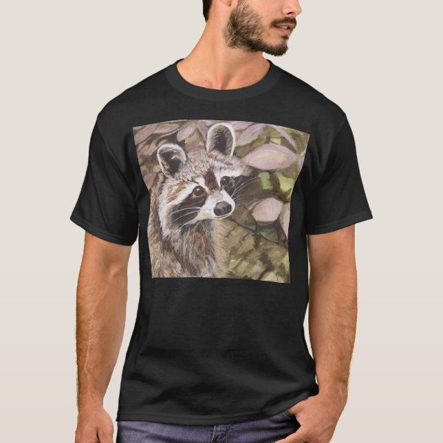 Camiseta oscura básica del mapache para hombre (Anverso)