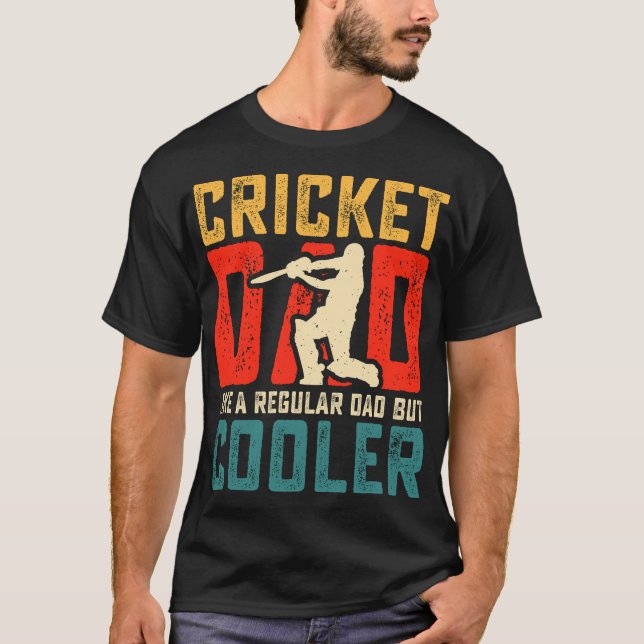Camiseta oscura básica digital de Cricket Dad (Anverso)