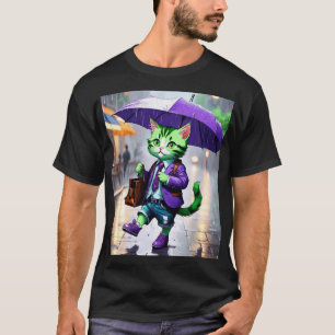 Camiseta oscura básica Un gato encantador bajo la 