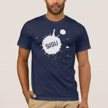 Camiseta oscura con salpicaduras de Sisu