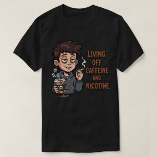Camiseta oscura de cafeína y nicotina