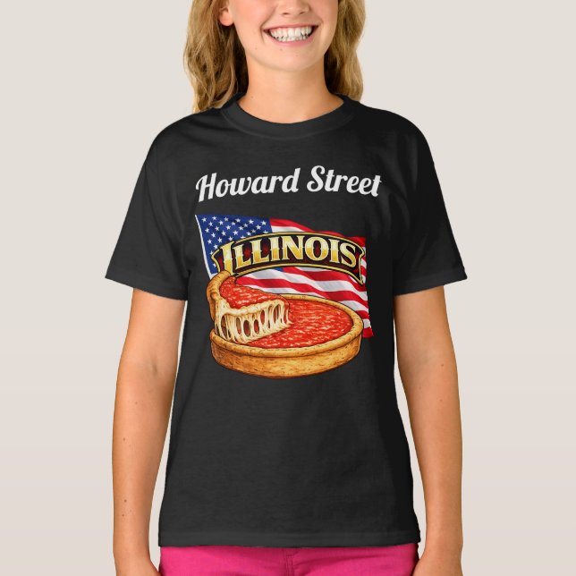 Camiseta oscura de chica de Illinois (Anverso)