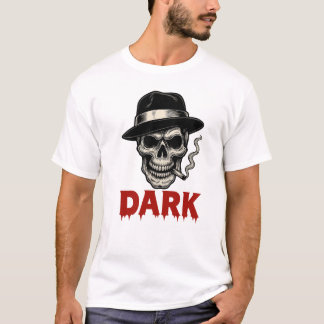 Camiseta oscura de cráneo fumando puro