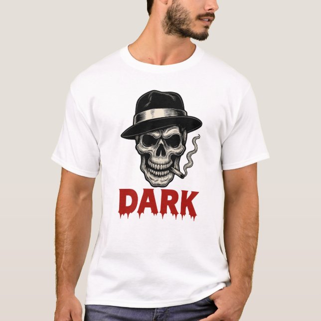 Camiseta oscura de cráneo fumando puro  (Anverso)