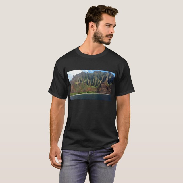 Camiseta oscura de la costa de Na Pali masculina (Anverso completo)