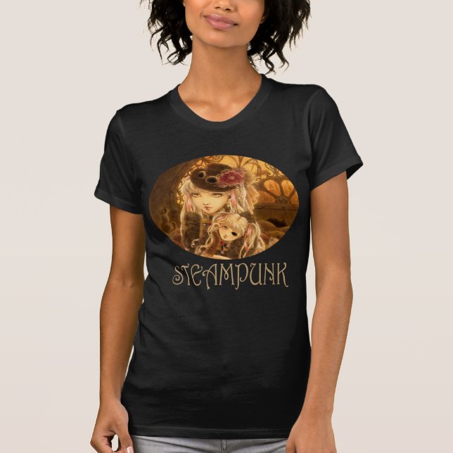 Camiseta oscura de la fantasía de Steampunk (Anverso)