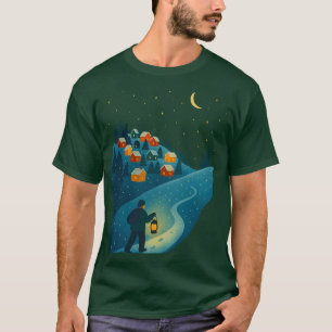 Camiseta oscura de la noche del paseo con linterna