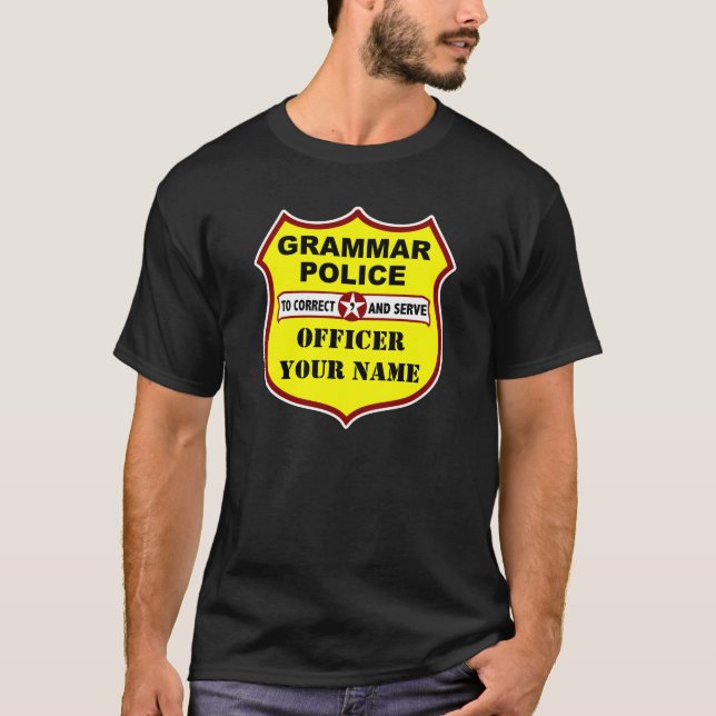 Camiseta oscura de la policía de la gramática (Anverso)