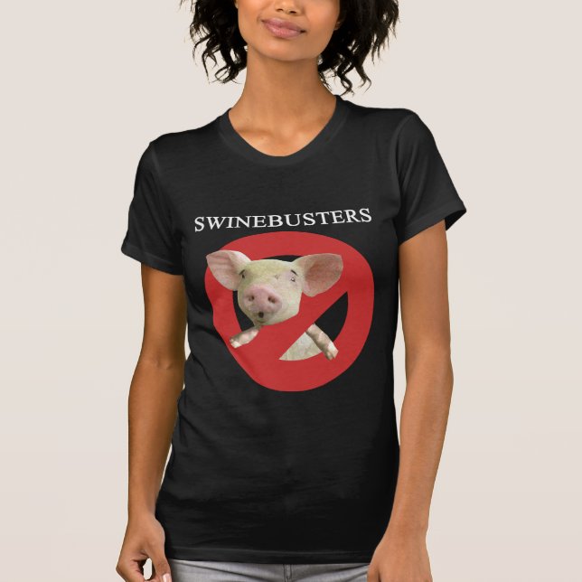 Camiseta oscura de las señoras de Swinebusters (Anverso)
