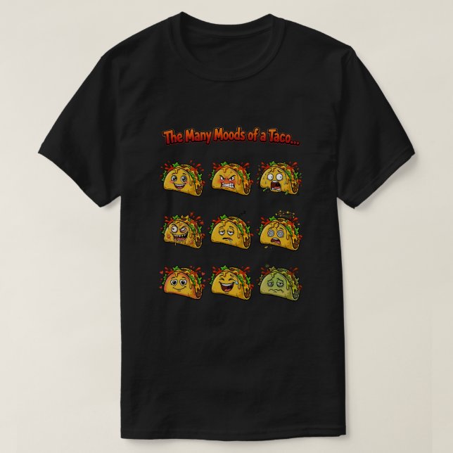 Camiseta oscura de taco con muchos estados de ánim (Diseño del anverso)