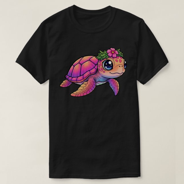 Camiseta oscura de tortuga marina (Diseño del anverso)
