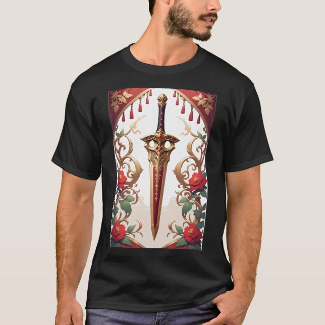 Camiseta oscura del arte de la daga (Anverso)
