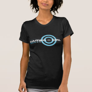 Camiseta oscura del chica del videojugador (más