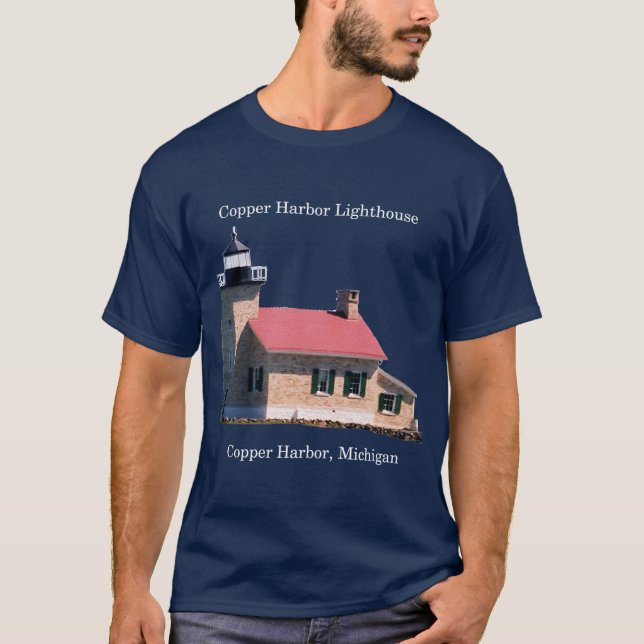 Camiseta oscura del faro de Copper Harbor (Anverso)