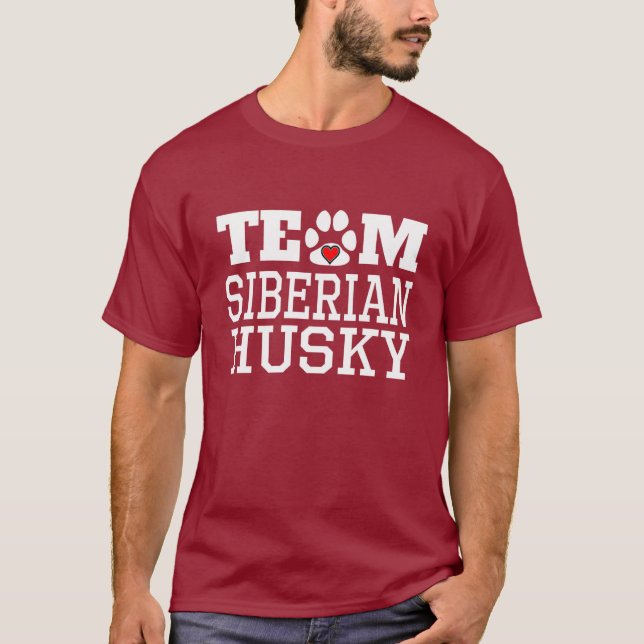 Camiseta oscura del husky siberiano del equipo (Anverso)