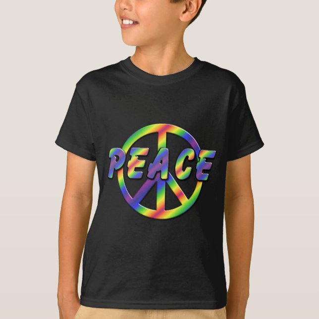 Camiseta oscura del signo de la paz retro para el (Anverso)