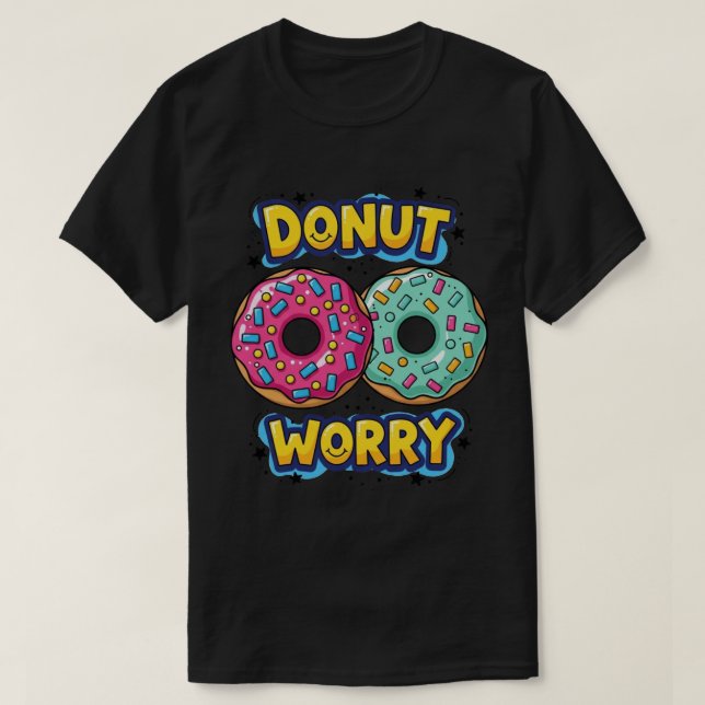 Camiseta oscura Donut Worry (Diseño del anverso)