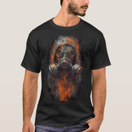 Camiseta oscura industrial postapocalíptica con má