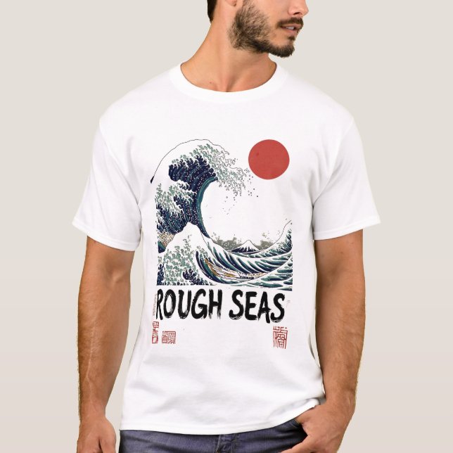 Camiseta Oscura "Olas tormentosas" Gran Ola Japonesa (Anverso)