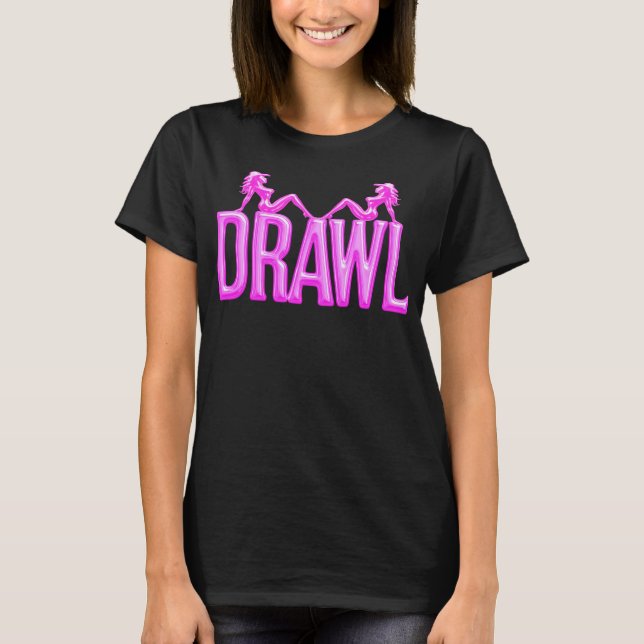 Camiseta oscura para mujeres Drawl Mudflaps (Anverso)