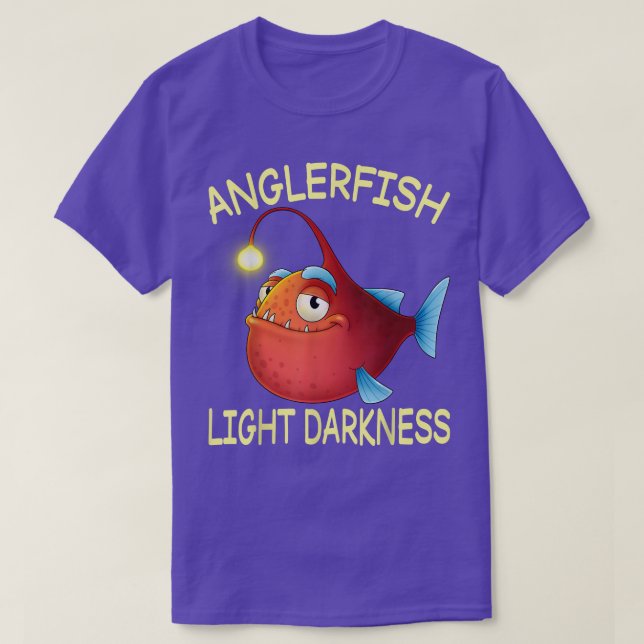 Camiseta Oscuridad divertida de la luz de los peces angular (Diseño del anverso)