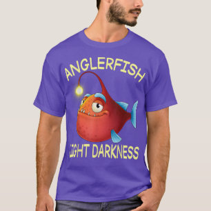 Camiseta Oscuridad divertida de la luz de los peces angular