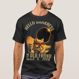 Camiseta Oscuridad Mi Viejo Gato Amigo Con Gles De Eclipse