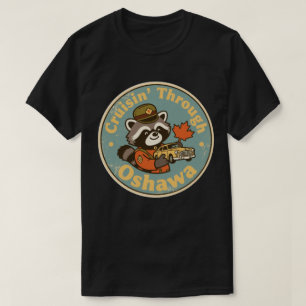 Camiseta Oshawa Ontario Motor City Mapache Antiguo
