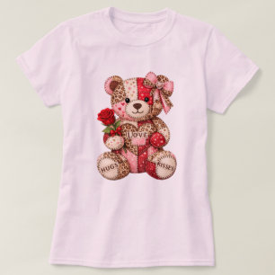 Camiseta Osito de patchwork del Día de San Valentín — Leopa