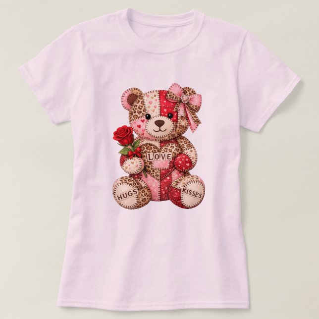 Camiseta Osito de patchwork del Día de San Valentín — Leopa (Diseño del anverso)