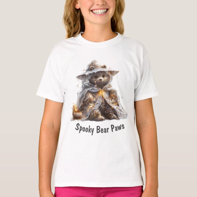 Camiseta Osito de peluche. Fantasma. TRUCO O TRATAMIENTO (Anverso)