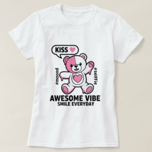 Camiseta Osito de peluche rosa lindo que dice beso – Bea de