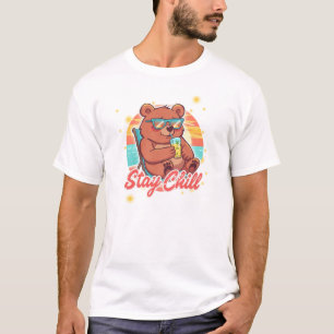 Camiseta Osito Stay Chill Sticker - Oso de peluche kawaii l