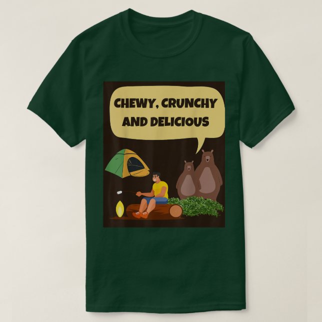 Camiseta Ositos hambrientos de camping, CHEWY, CRUNCHY Y DE (Diseño del anverso)