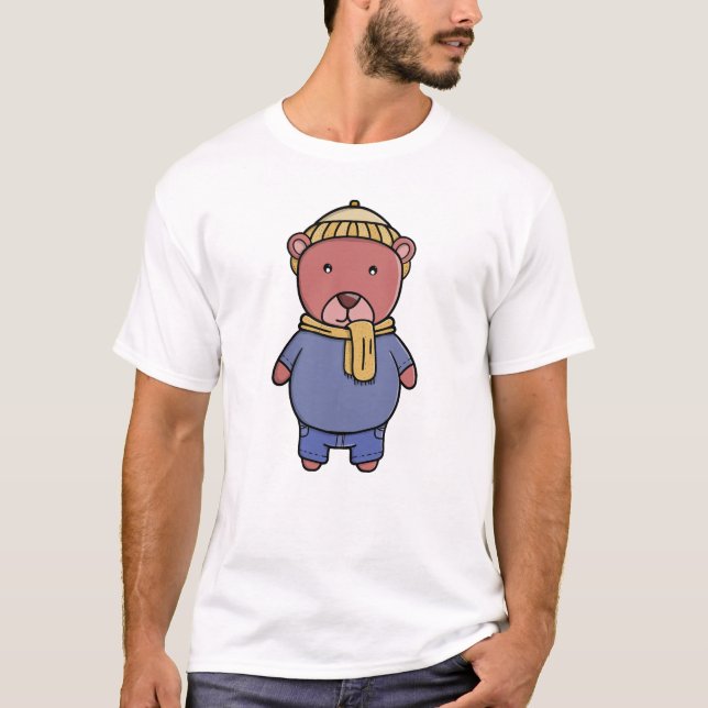 Camiseta Oso Acogedor con Ropa de Invierno (Anverso)