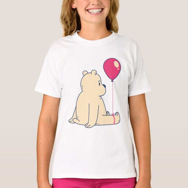 Camiseta Oso Adorable con globo rojo (Anverso)