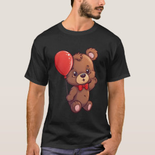 Camiseta Oso Adorable Con Una Pieza Flotante De Rojo