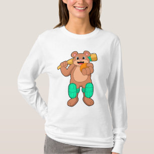 Camiseta Oso al críquet con bate de críquet