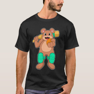 Camiseta Oso al críquet con bate de críquet