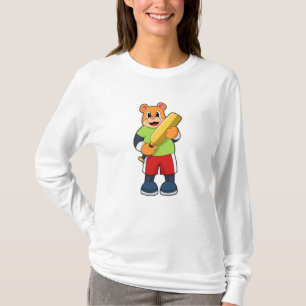 Camiseta Oso al críquet con bate de críquet