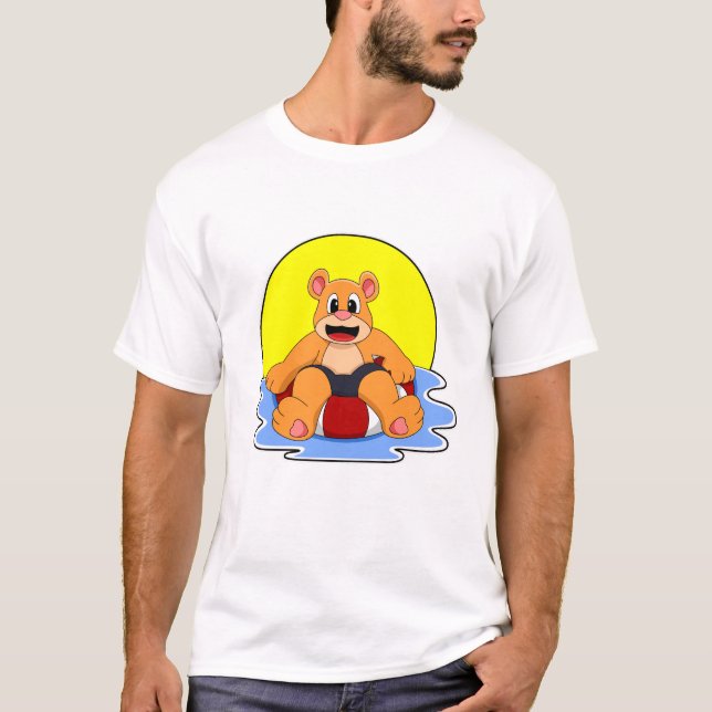 Camiseta Oso al nadar con anillo de natación (Anverso)