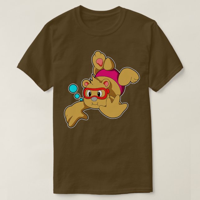 Camiseta Oso al nadar con gafas nadadoras (Diseño del anverso)