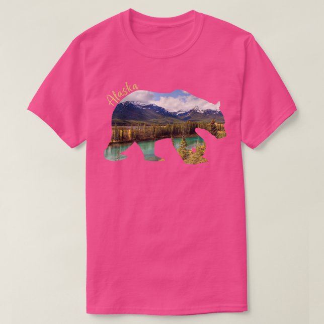Camiseta Oso Alaska - Oso Grizzly Con Montañas Alaska 4 (Diseño del anverso)