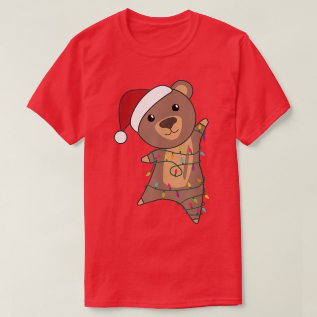 Camiseta Oso Alegres Navidades Lámparas de hadas Animales D (Diseño del anverso)